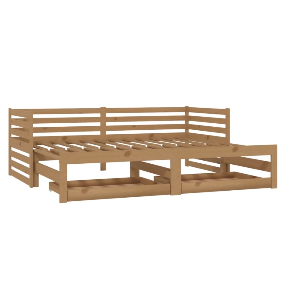 Sofá cama extraíble madera maciza de pino miel 2x(90x200)