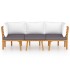 Muebles de jardín 3 piezas con cojines madera maciza de