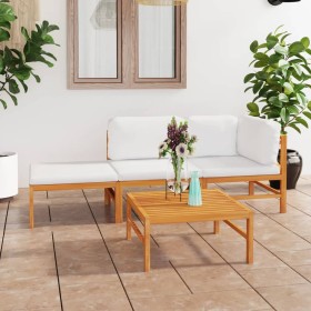 Set de muebles de jardín 4 pzas madera de teca y cojines