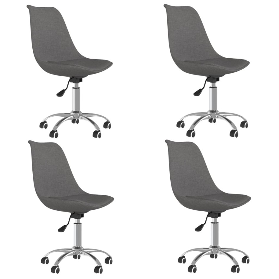 Sillas de comedor giratorias 4 unidades tela gris
