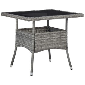 Mesa de comedor para jardín ratán sintético y vidrio