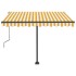 Toldo de pie retráctil manual amarillo y blanco 300x250