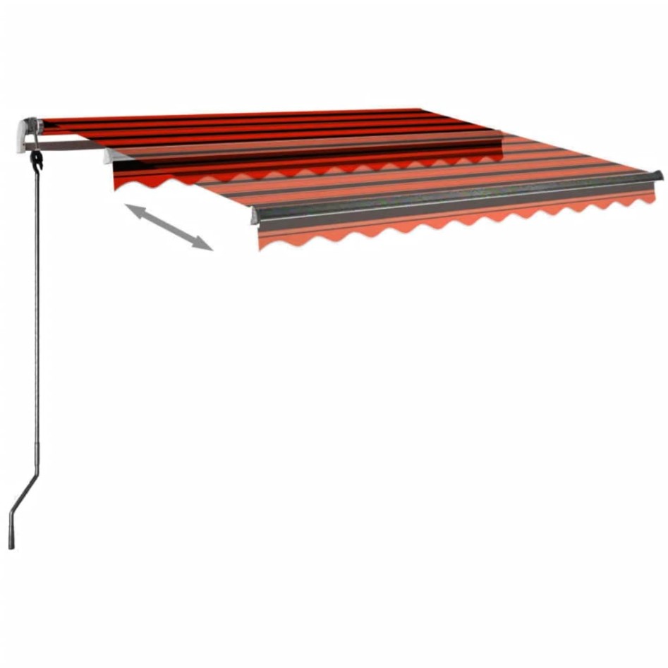 Toldo de pie retráctil manual naranja y marrón 300x250