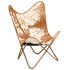 Silla Butterfly de piel de cabra auténtica marrón y