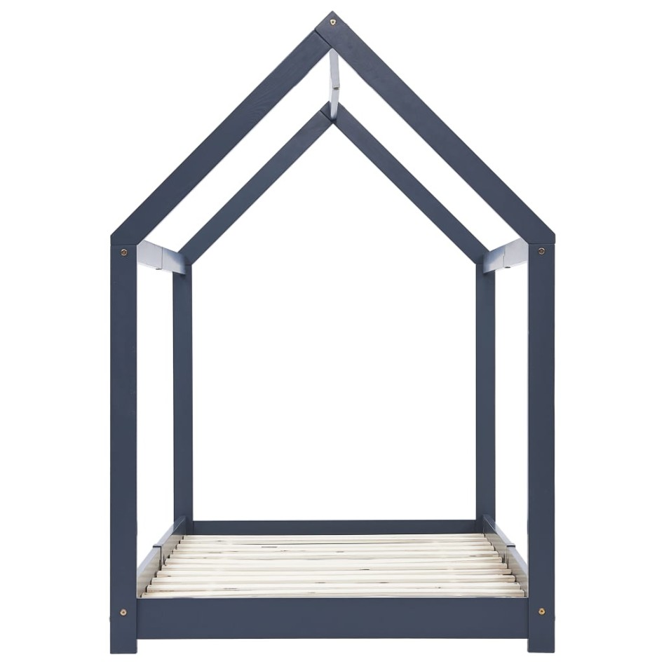 Estructura de cama infantil madera maciza pino gris 90x200