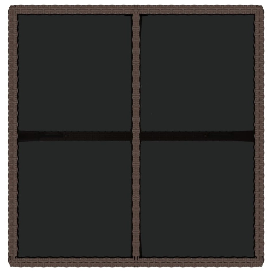 Mesa de jardín ratán sintético y vidrio marrón 109x107x74