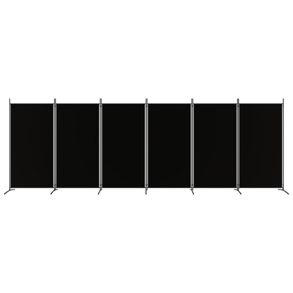 Biombo divisor de 6 paneles de tela negro 520x180