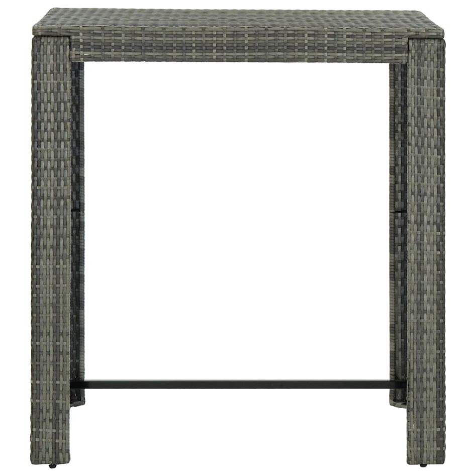 Mesa alta para jardín ratán sintético gris 100x60,5x110,5