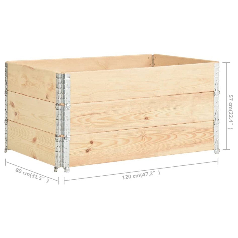 Caja de palés 3 unidades madera maciza de pino 80x120