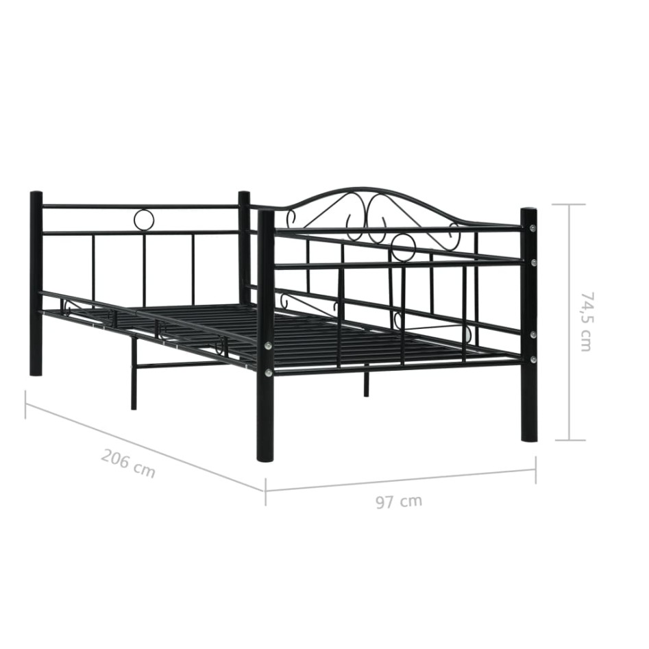 Estructura de cama de metal negro 90x200