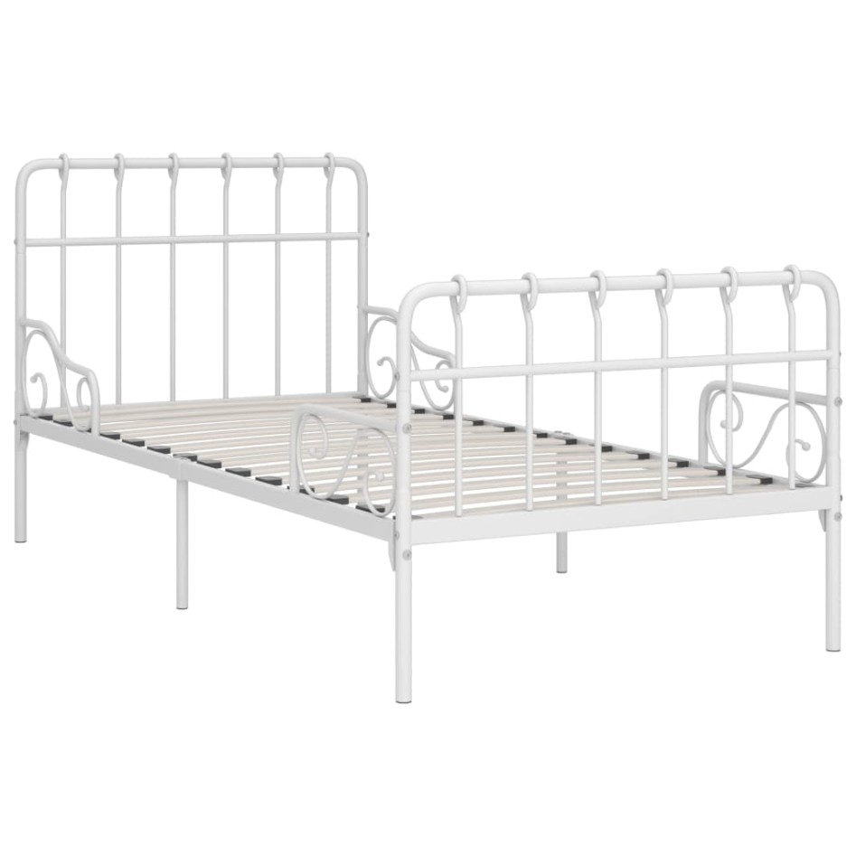 Estructura de cama con base de listones metal blanco 90x200