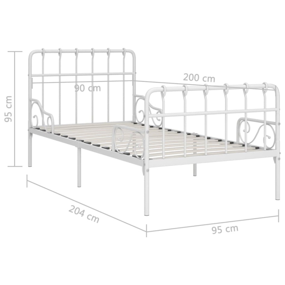 Estructura de cama con base de listones metal blanco 90x200