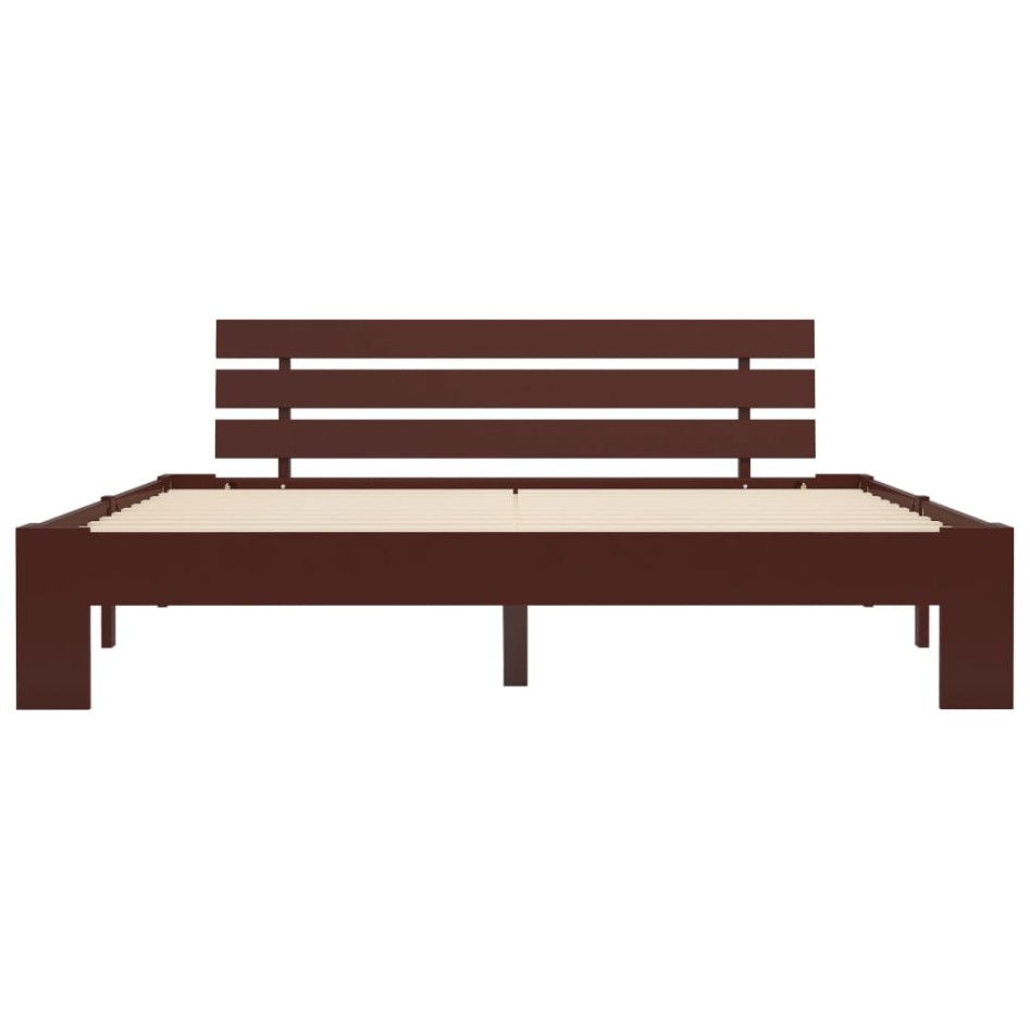 Estructura de cama madera maciza pino marrón oscuro 160x200
