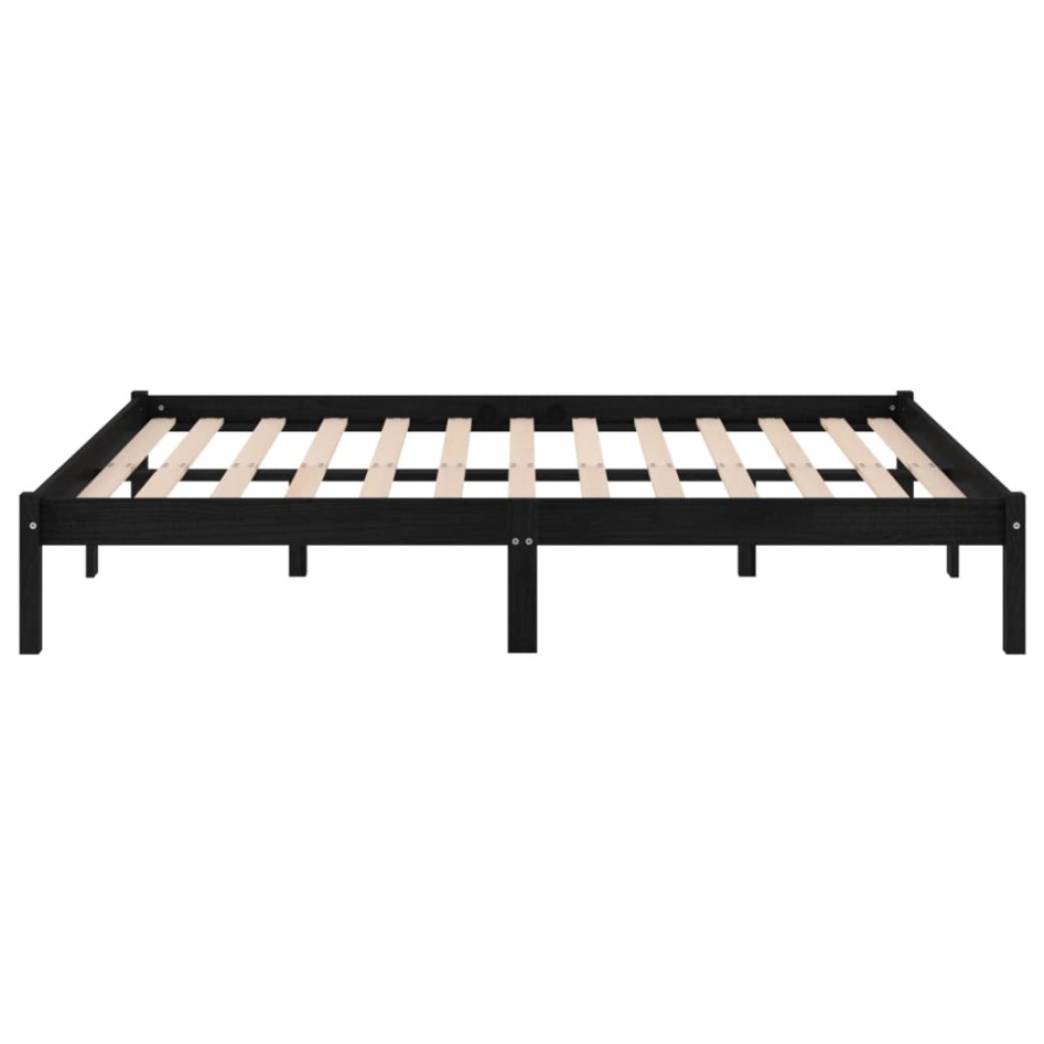 Estructura de cama de madera maciza de pino negra 140x200