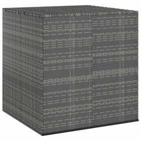 Baúl de cojines para jardín de ratán PE gris 100x97,5x104