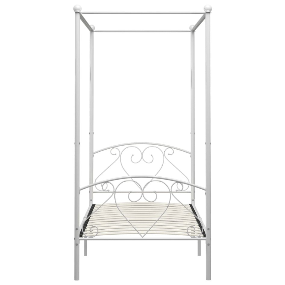 Estructura de cama con dosel metal blanco 120x200