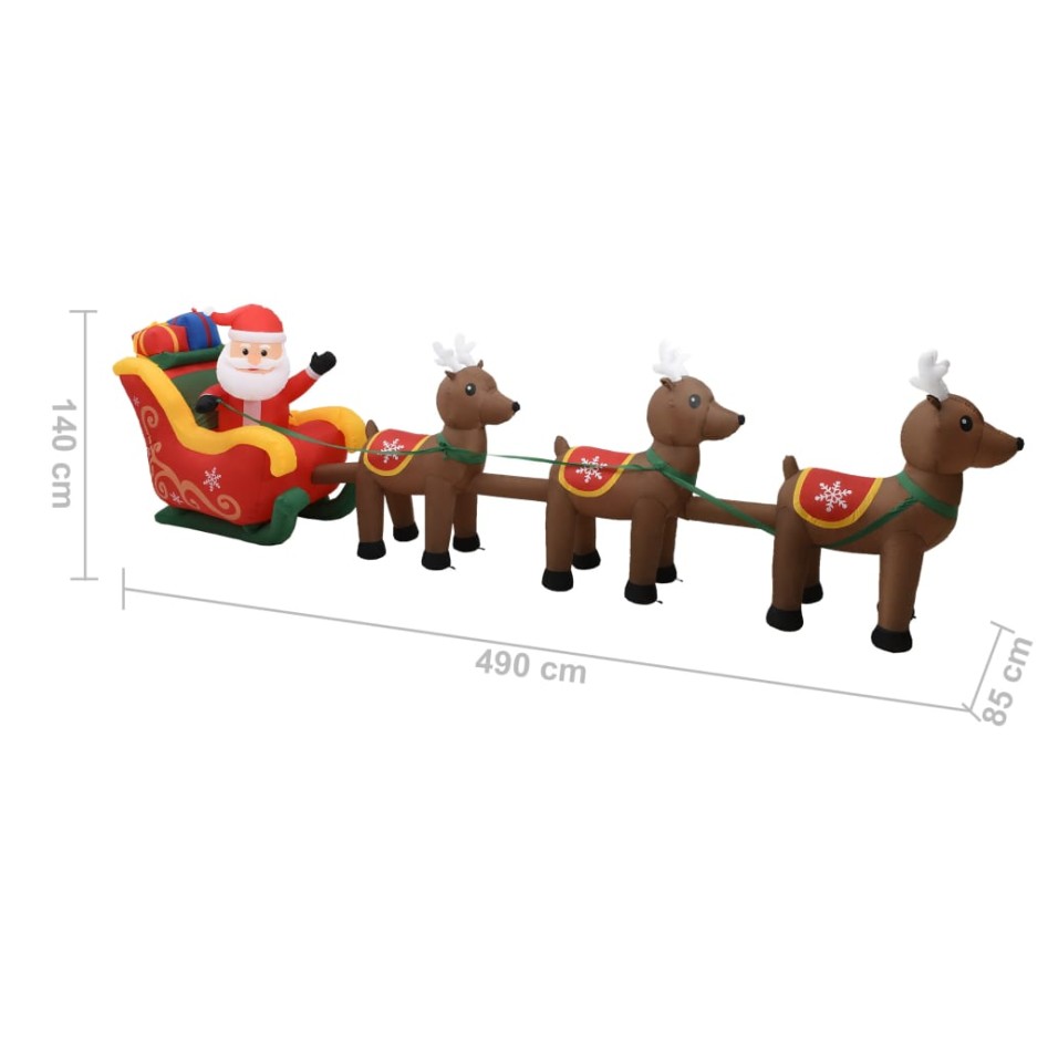 Adorno inflable de Navidad Papá Noel y renos LED 490