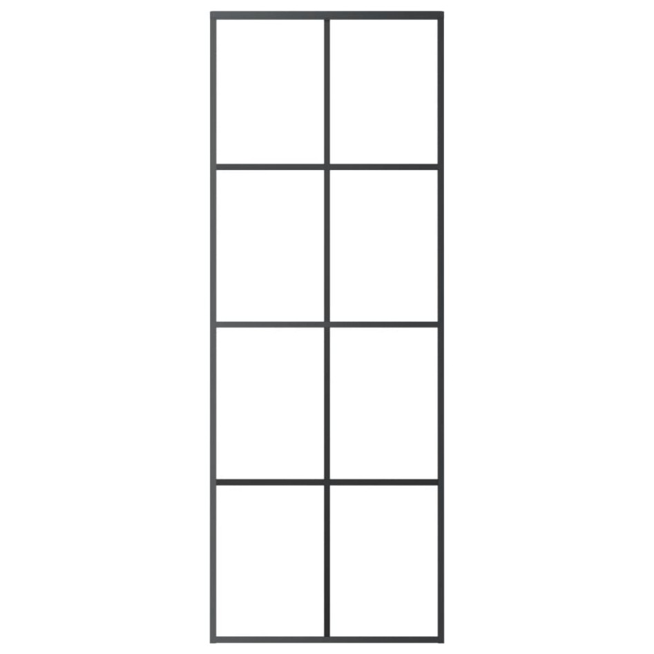 Puerta corredera vidrio ESG y aluminio negro 76x205