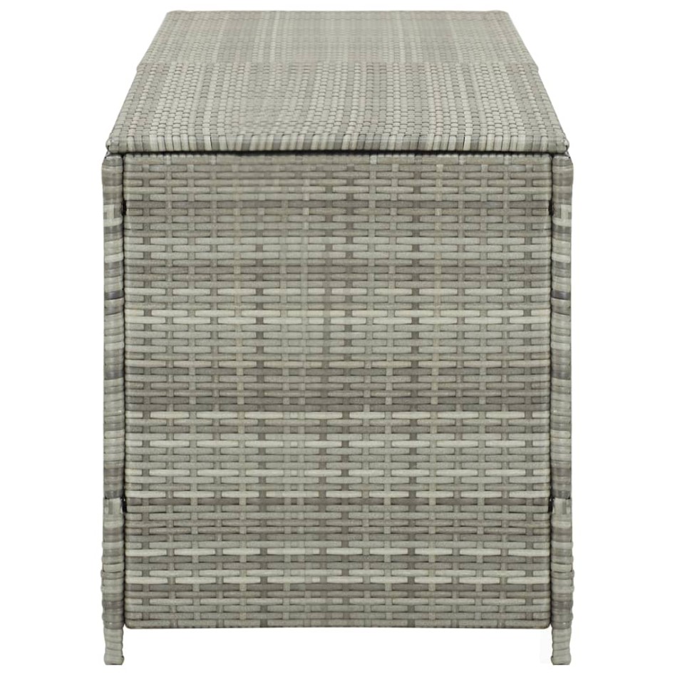 Caja de almacenaje de jardín ratán sintético gris 200x50x60