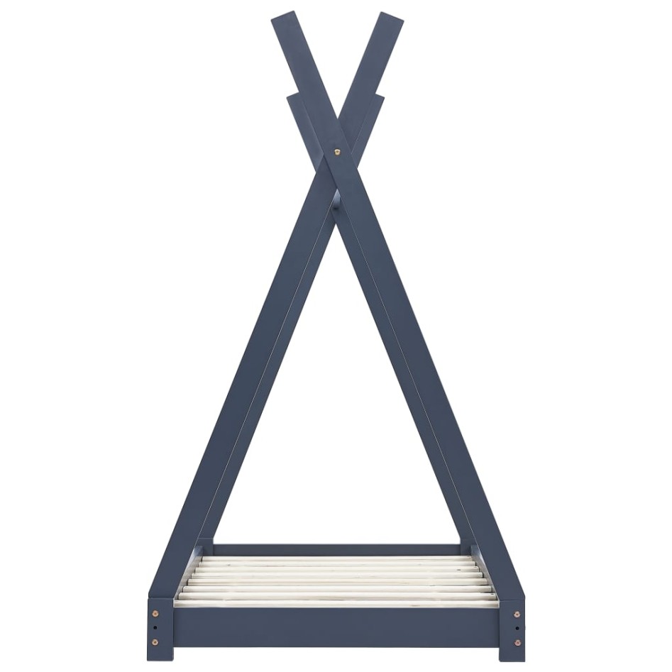 Estructura de cama infantil madera maciza pino gris 70x140