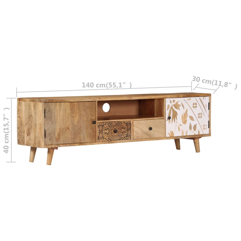 Mueble de TV de madera maciza de mango 140x30x40