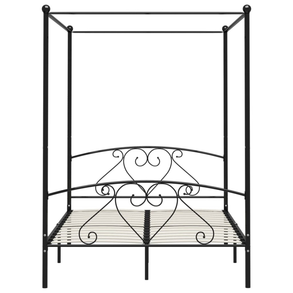 Estructura de cama con dosel metal negro 160x200