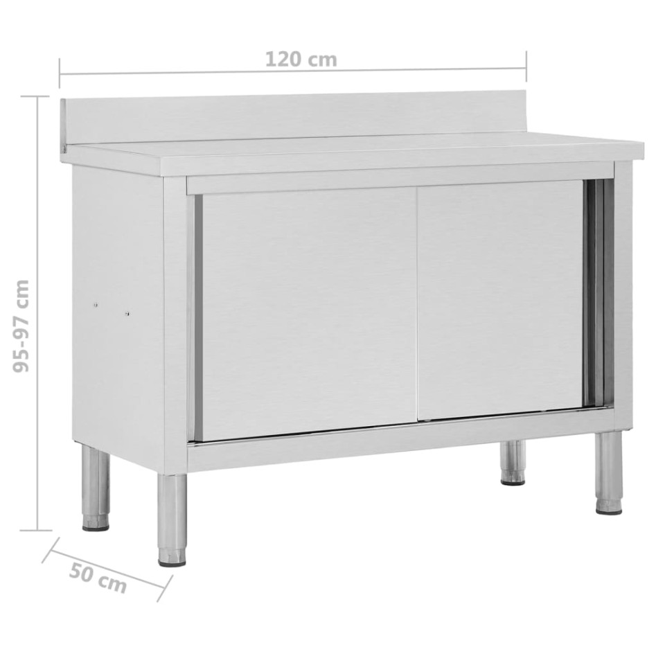 Mesa de trabajo puertas correderas acero inox 120x50x(95-97)