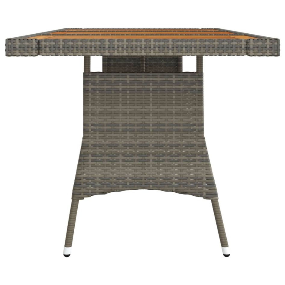 Mesa de jardín ratán PE y acacia maciza gris 160x70x72