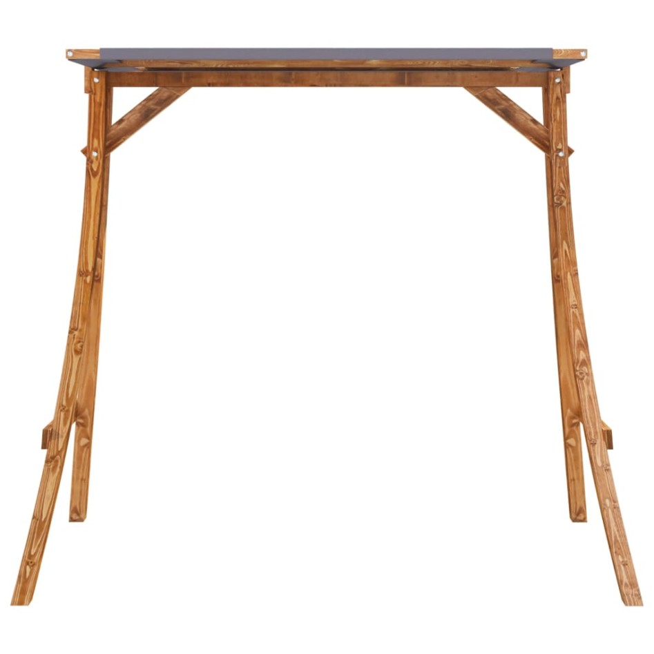 Estructura columpio techo antracita madera curvada acabado