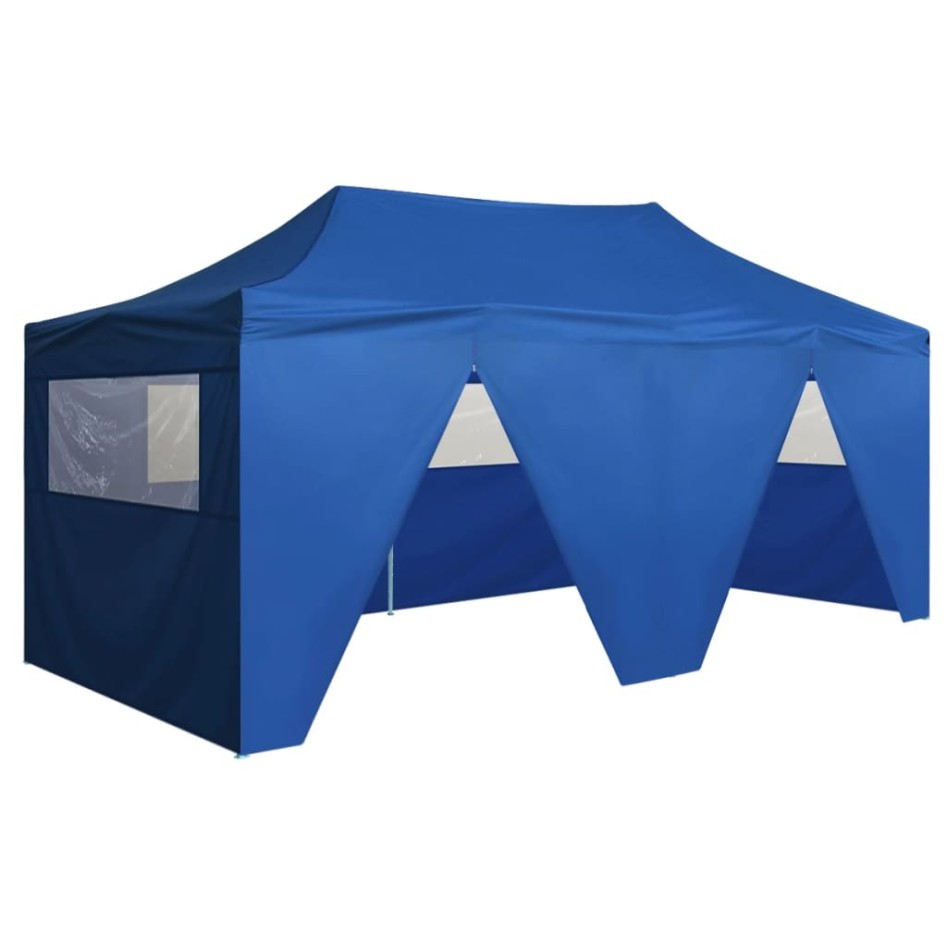 Carpa plegable profesional con 4 paredes acero azul 3x6