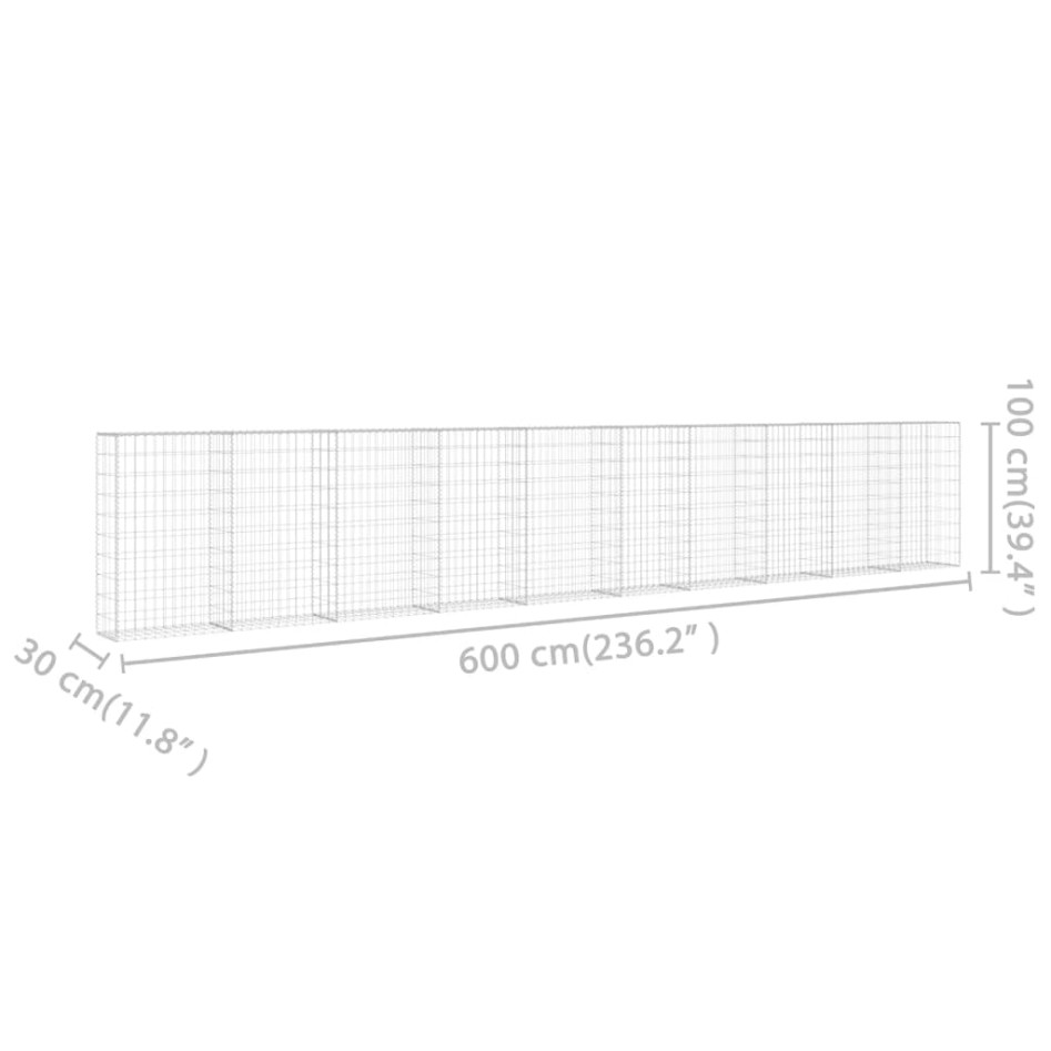 Muro de gaviones con cubiertas acero galvanizado 600x30x100