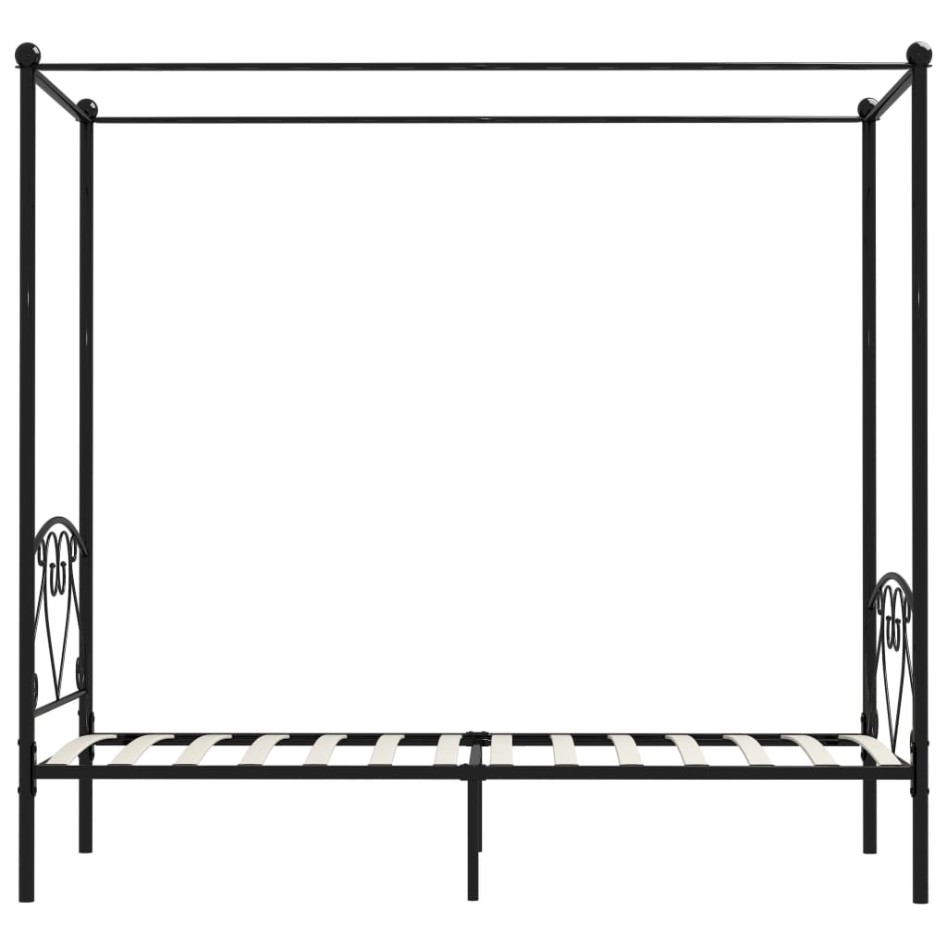 Estructura de cama con dosel metal negro 120x200
