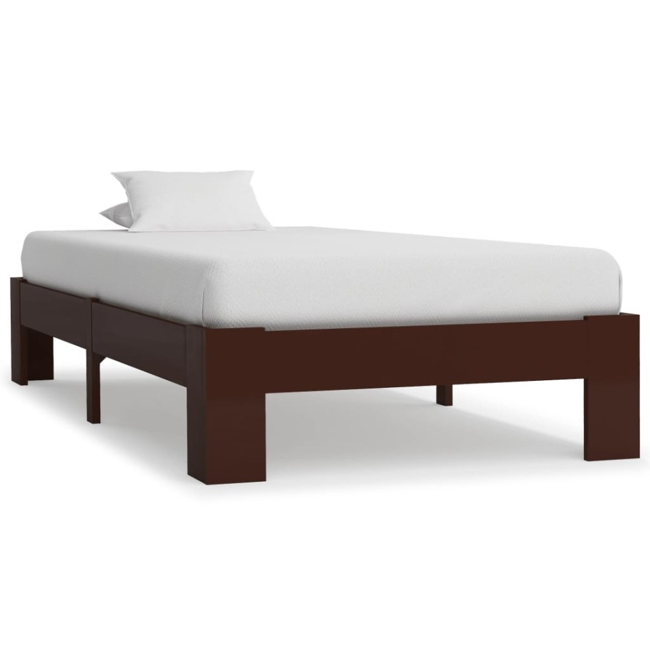 Estructura de cama madera maciza pino marrón oscuro 90x200