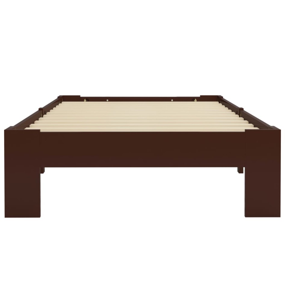 Estructura de cama madera maciza pino marrón oscuro 90x200
