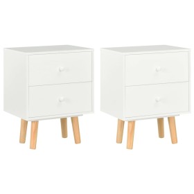 Mesitas de noche 2 uds madera maciza de pino blanco 40x30x50