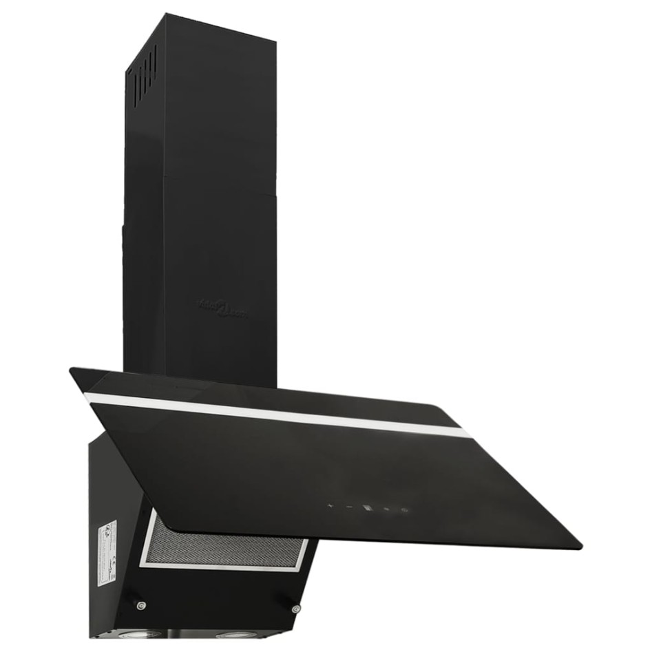 Campana extractora pared acero y vidrio templado negro 60