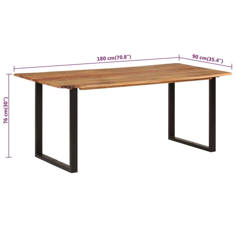 Mesa de comedor de madera maciza de acacia 180x90x76