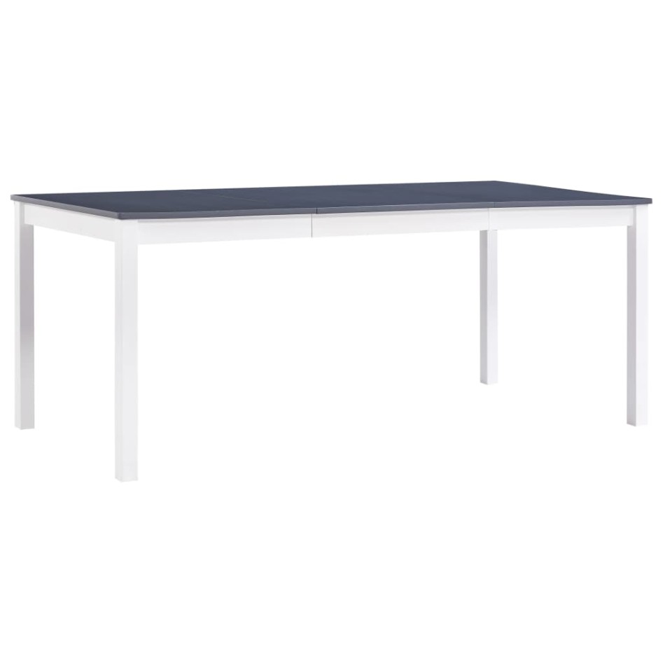 Mesa de comedor de madera de pino blanco y gris 180x90x73