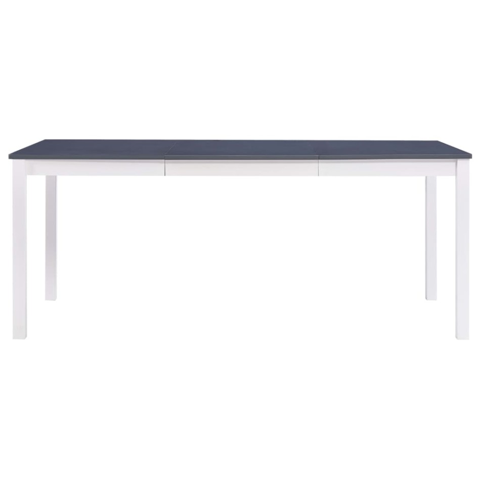 Mesa de comedor de madera de pino blanco y gris 180x90x73