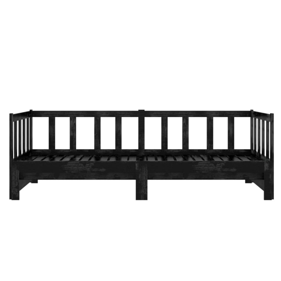 Sofá cama extraíble madera maciza de pino negro 2x(90x200)