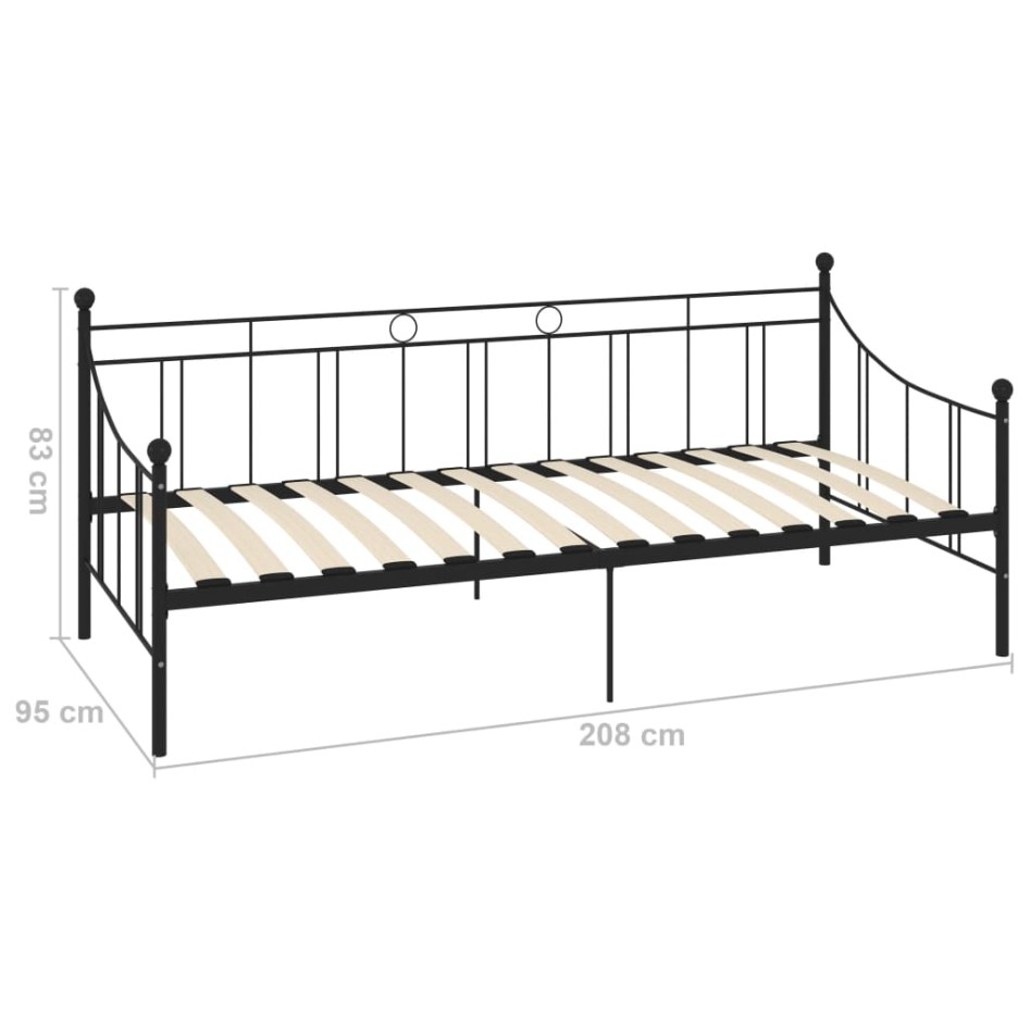 Estructura de cama de metal negro 90x200