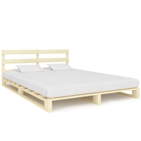 Estructura de cama de palés madera maciza de pino 200x200