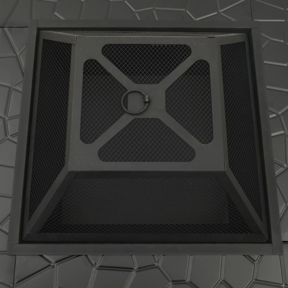 Brasero de jardín con atizador acero XXL 81x81x47