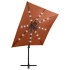 Sombrilla voladiza con poste y luces LED terracota 250