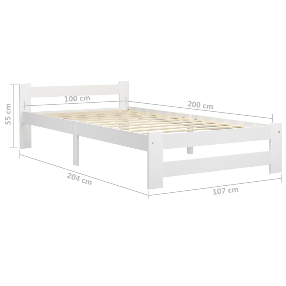 Estructura de cama de madera maciza de pino blanco 100x200