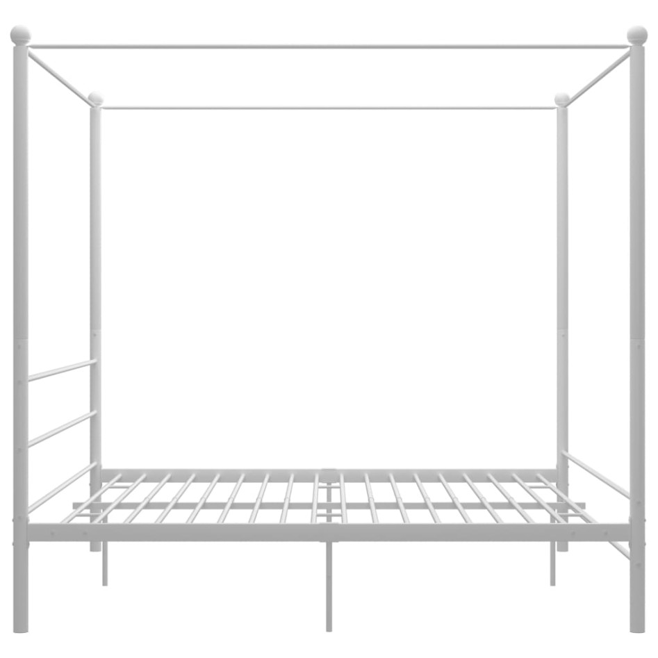 Estructura de cama con dosel metal blanco 180x200