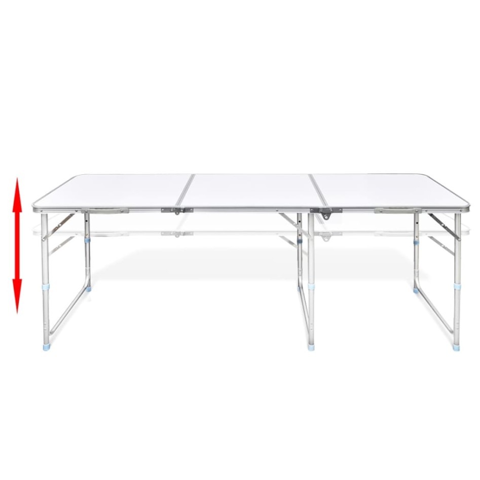 Mesa de camping plegable ajustable con 6 taburetes 180x60