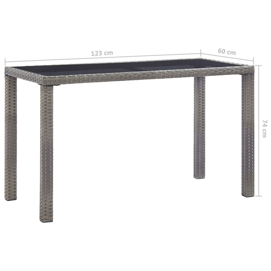 Mesa de jardín de ratán sintético gris antracita 123x60x74