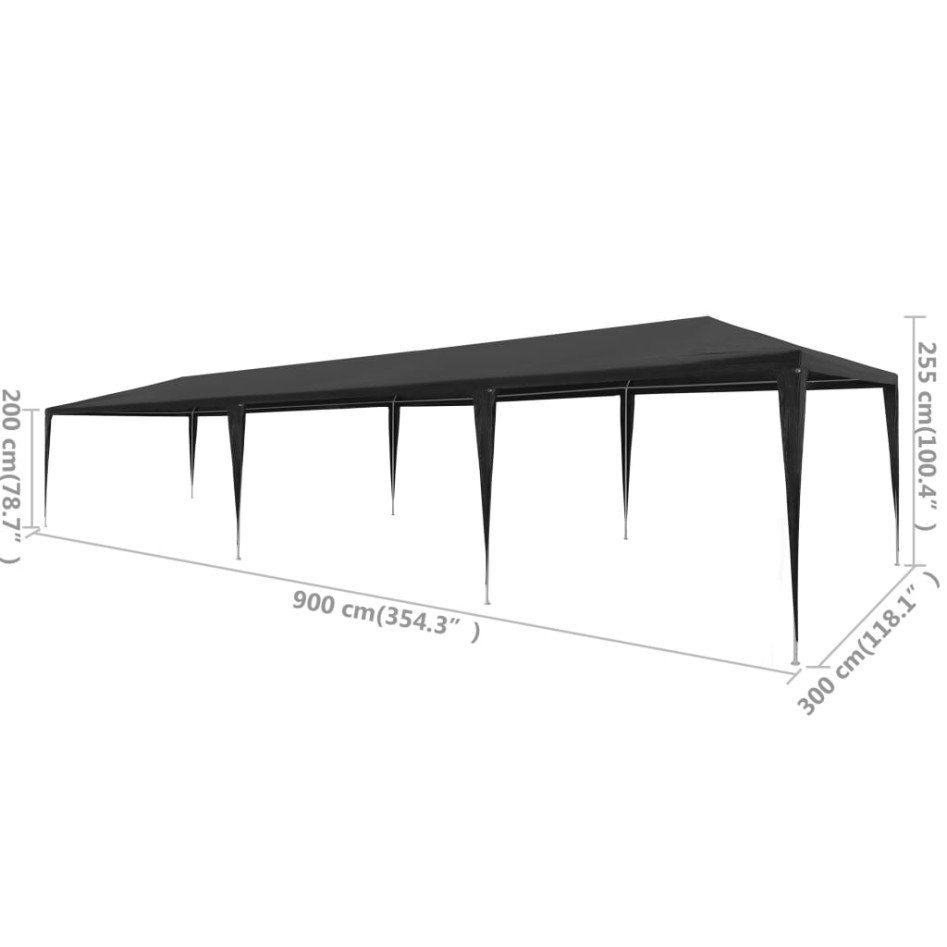 Carpa para fiestas PE gris antracita 3x9