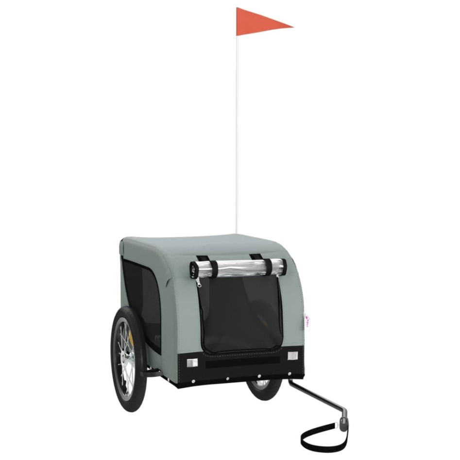 Remolque de bicicleta mascotas hierro tela Oxford gris